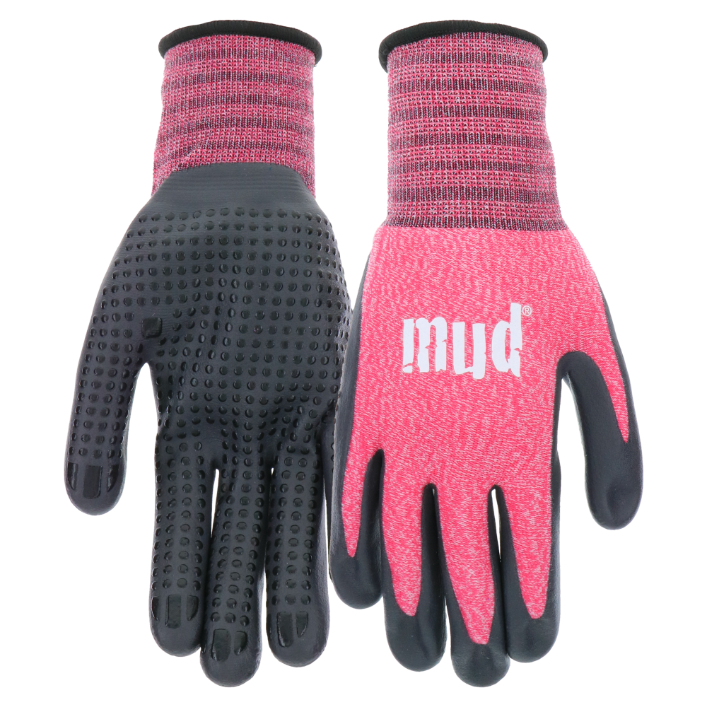 slide 1 of 1, Mud Nitrile Dot Gloves - Palm Watermelon, 1 ct
