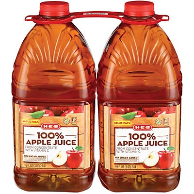 slide 1 of 1, H-E-B 100% Apple Juice Value Pack, 2 ct