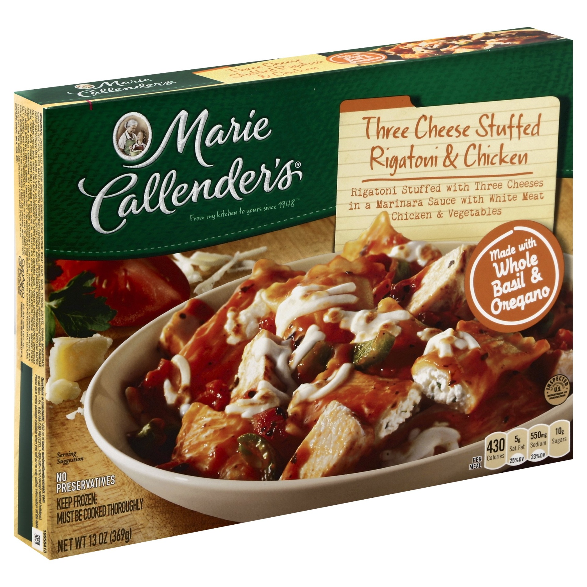 slide 1 of 1, Marie Callender's Three Cheese Stuffed Rigatoni & Chicken 13 oz, 13 oz