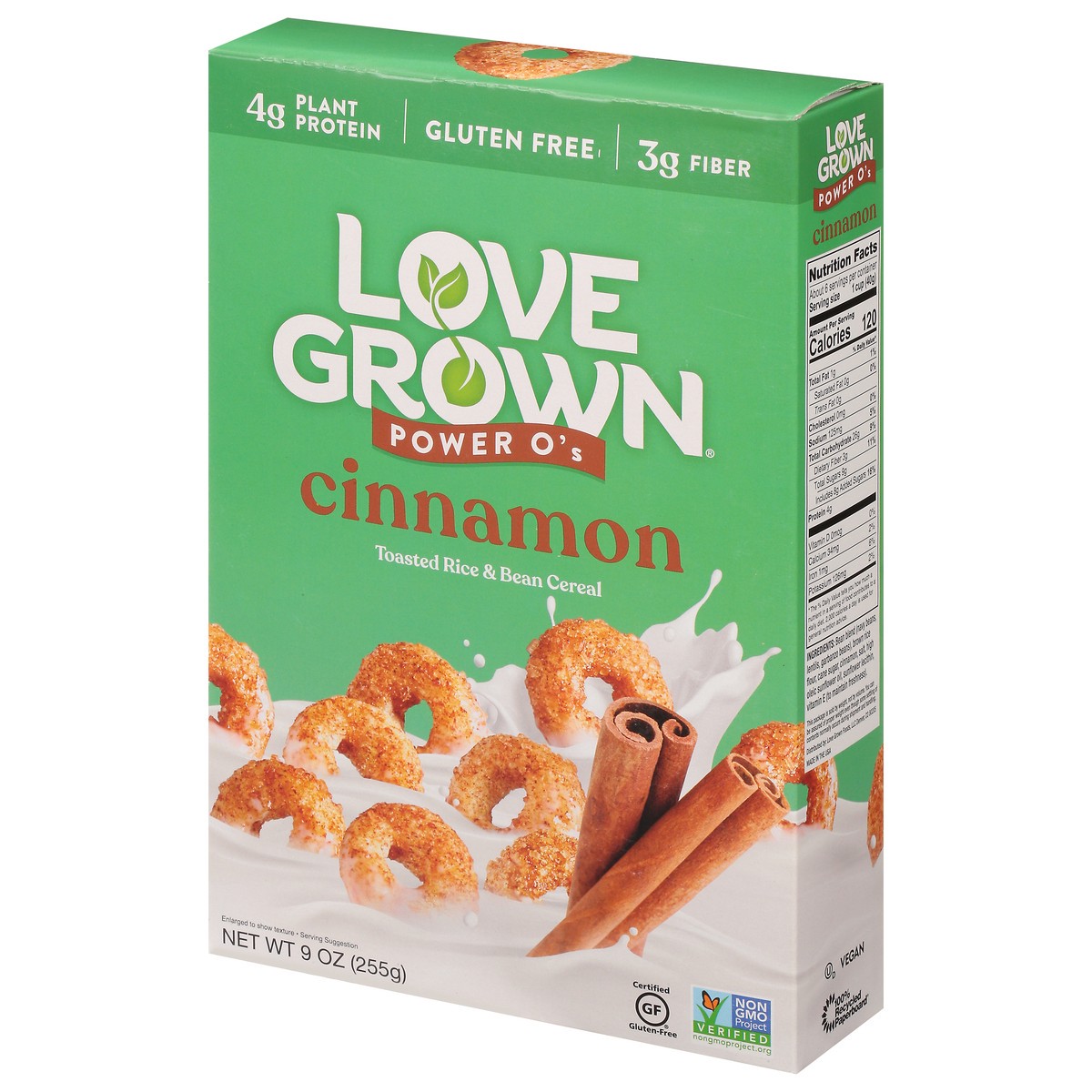 slide 2 of 9, Love Grown Power O's Gluten Free Cinnamon Toasted Rice & Bean Cereal 9 oz, 9 oz