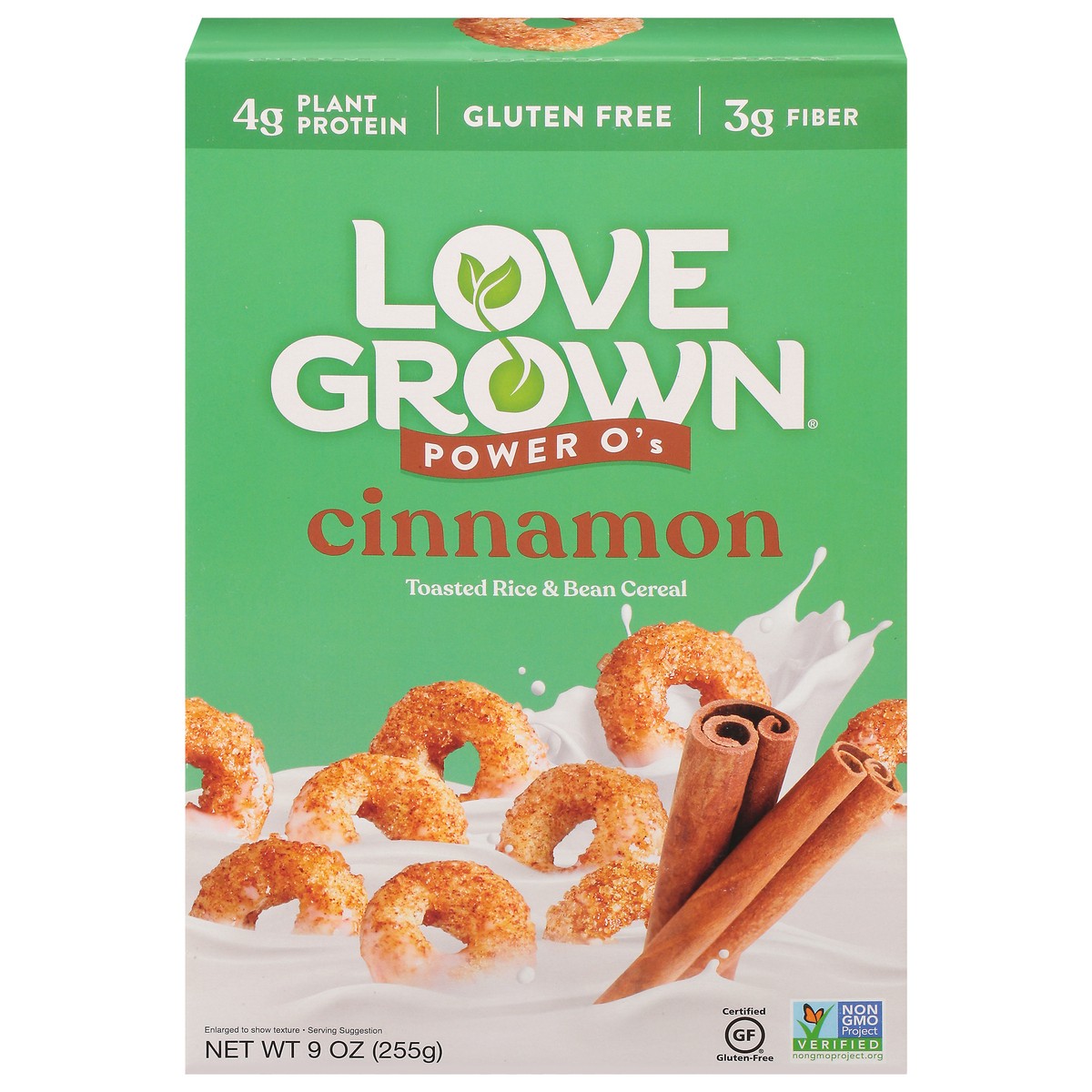 slide 1 of 9, Love Grown Power O's Gluten Free Cinnamon Toasted Rice & Bean Cereal 9 oz, 9 oz