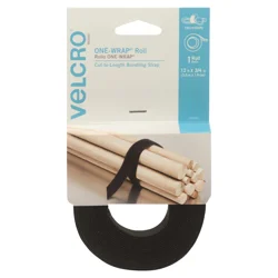 Velcro Brand ONE-WRAP Roll, Double-Sided, Self-Gripping Multi-Purpose Hook and Loop Tape, Reusable, 12 ft x 3/4 in Roll - Black
