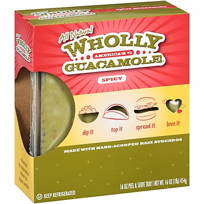 slide 1 of 1, Wholly Guacamole Spicy Tray, 16 oz