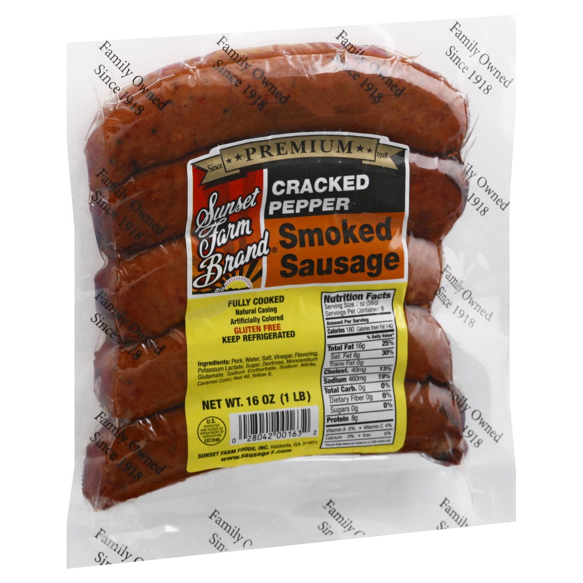 slide 3 of 13, Sunset Farm Brand Cracked Pepper Smoked Sausage 16 oz, 16 oz