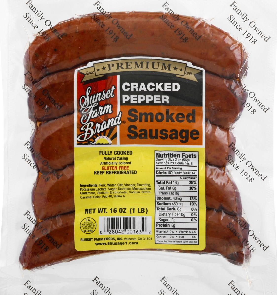 slide 5 of 13, Sunset Farm Brand Cracked Pepper Smoked Sausage 16 oz, 16 oz