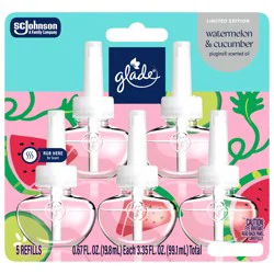 Glade PlugIns Scented Oil Refills - Watermelon & Cucumber, 5 count, 3.35 oz