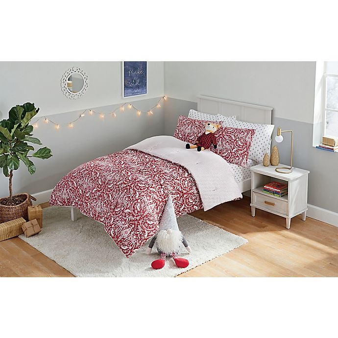 slide 1 of 5, Marmalade Scandinavian Reversible Twin Comforter Set - Red/White, 1 ct