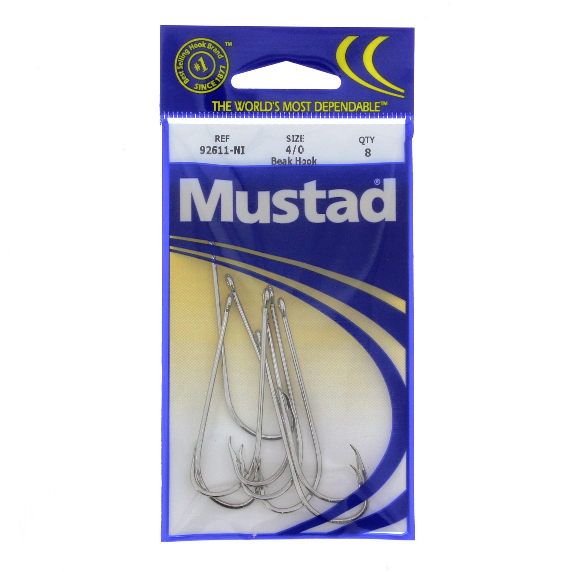 slide 1 of 1, Mustad 92611-NI Beak Hook, Size 4/0, 8 ct