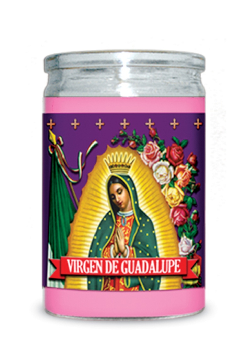 slide 1 of 1, St. Jude Virgen De Guadalupe Glass Pink Candle, 4.05 oz; 3.5 in