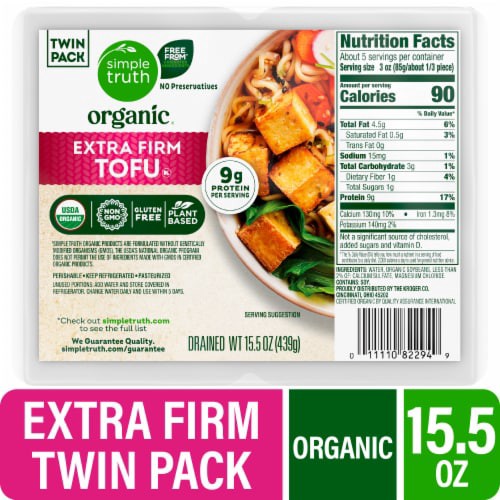 slide 1 of 2, Simple Truth Organic Extra Firm Tofu Twin Pack, 2 ct; 15.5 oz