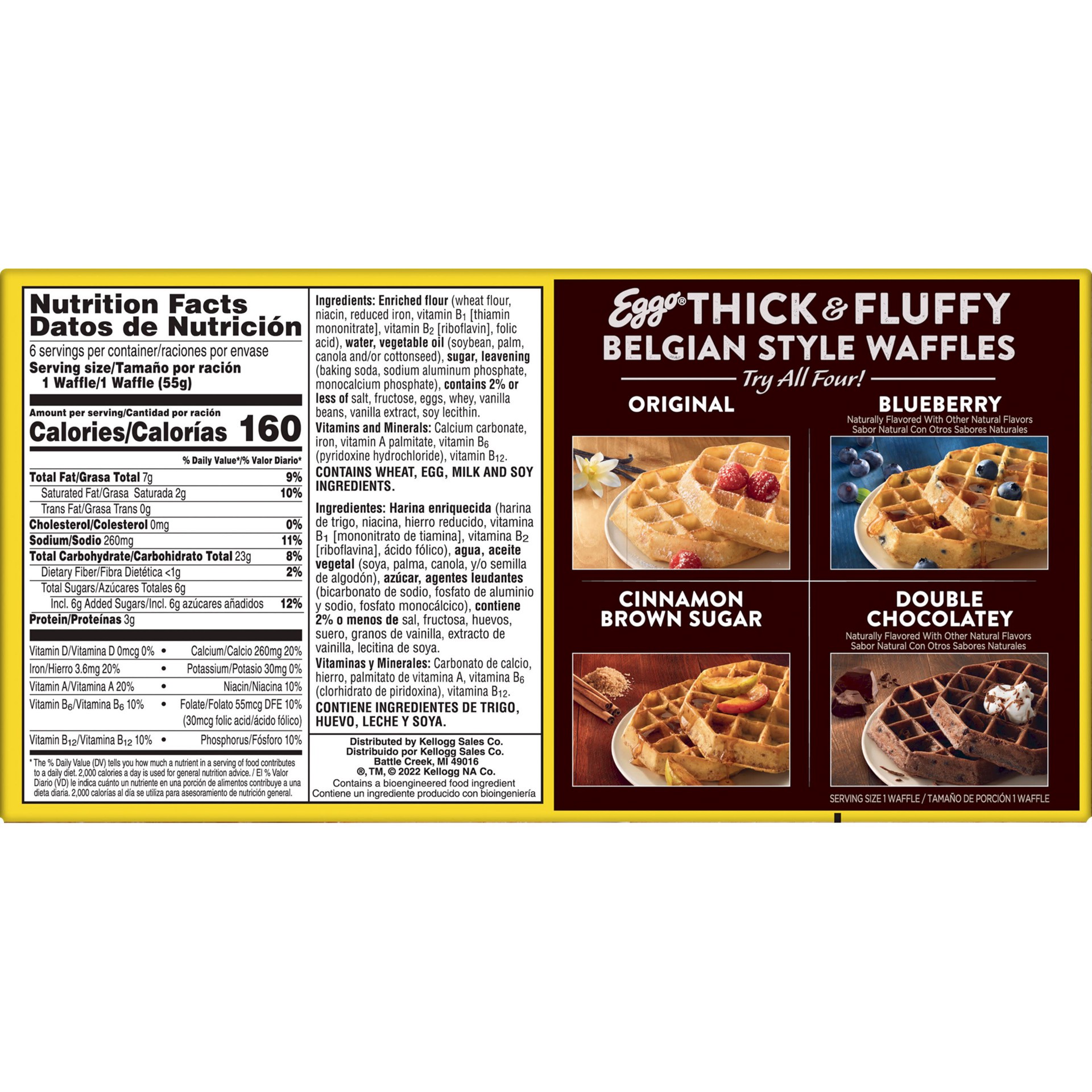 slide 5 of 5, Eggo Thick and Fluffy Frozen Waffles, Original, 11.6 oz, 6 Count, Frozen, 11.6 oz