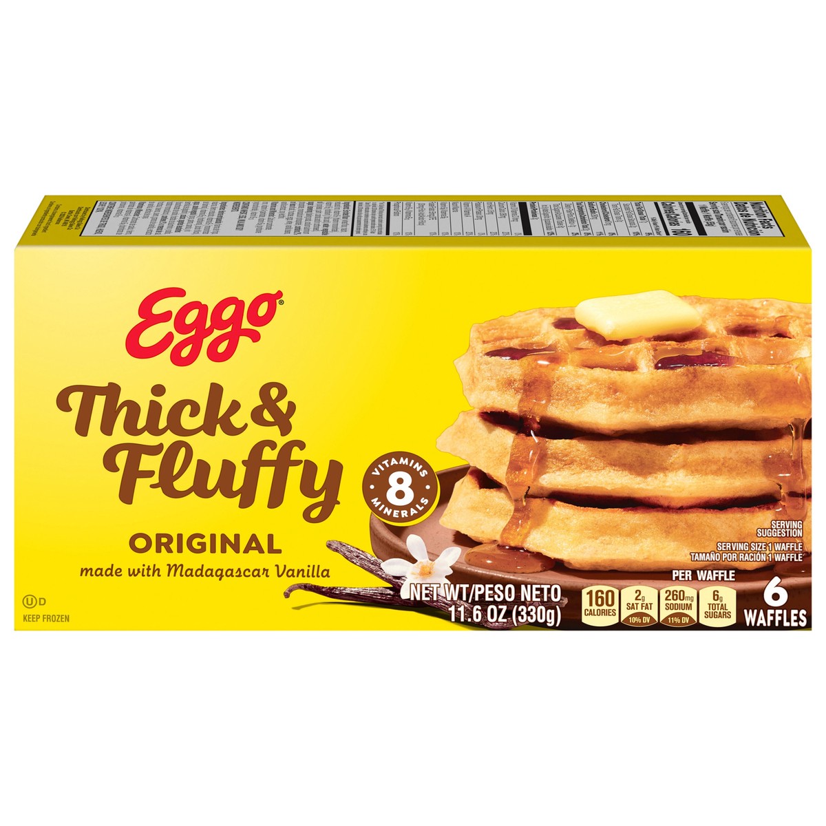 slide 1 of 5, Eggo Thick and Fluffy Frozen Waffles Original, 6 ct