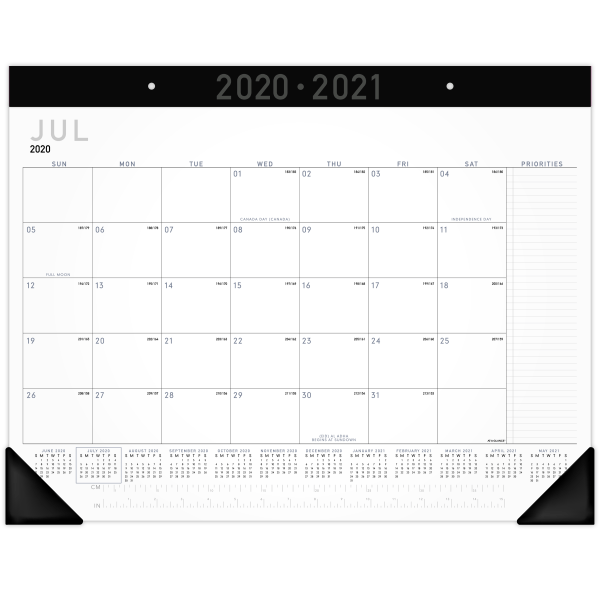 slide 1 of 5, At-A-Glance Contemporary Monthly Academic Desk Pad Calendar, 21-3/4'' X 17'', July 2020 To June 2021, Ay24X00, 1 ct