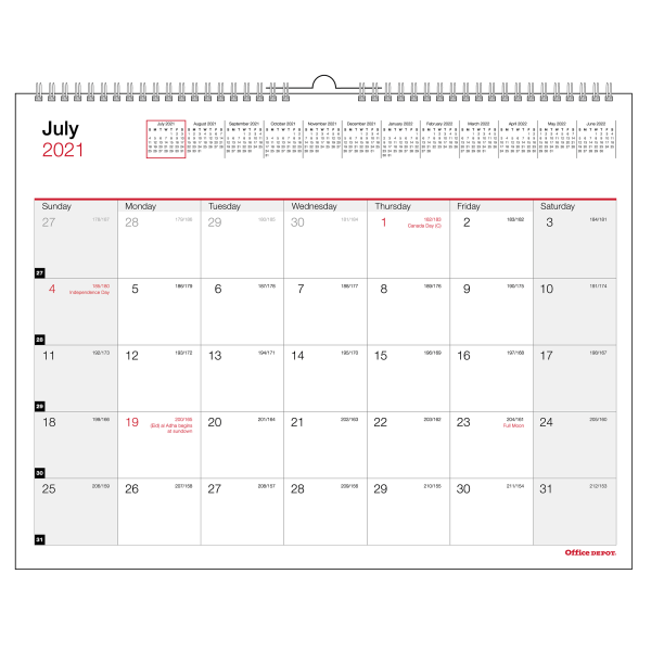 slide 1 of 1, Office Depot Brand Monthly Academic Wall Calendar, 8-1/2'' X 11'', 30% Recycled, July 2021 To June 2022, Odus2033-004, 1 ct