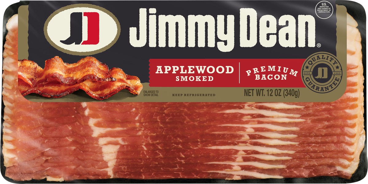 slide 4 of 8, Jimmy Dean 8 Applewood Smoked Premium Bacon 16/12 oz, 12 oz