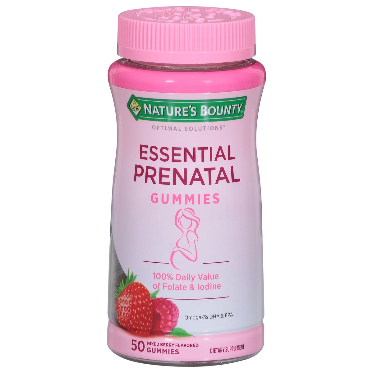 slide 1 of 9, Nature's Bounty Optimal Solutions Mixed Berry Flavored Essential Prenatal 50 Gummies, 50 ct