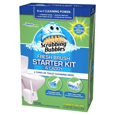 slide 1 of 1, Scrubbing Bubbles Fresh Brush Starter Kit And Caddy, 4 ct