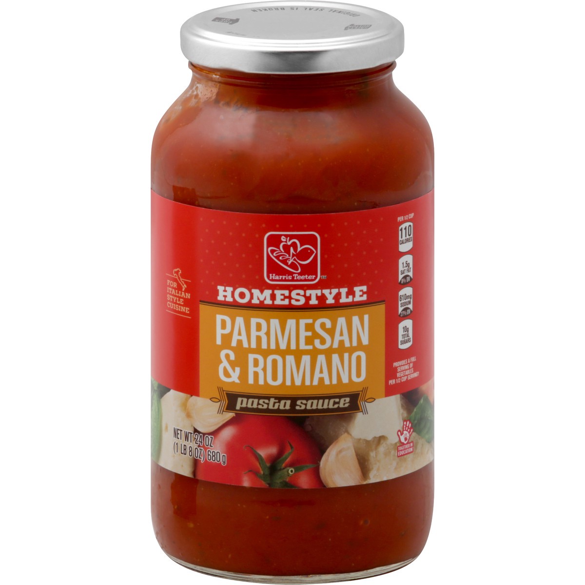 slide 1 of 8, Harris Teeter Pasta Sauce - Parmesan & Romano, 24 oz