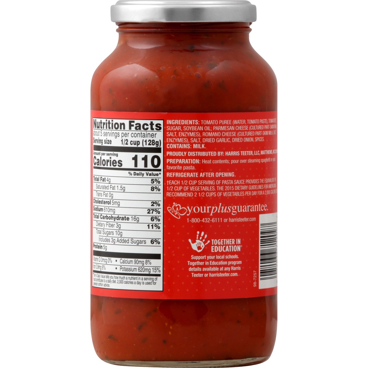 slide 4 of 8, Harris Teeter Pasta Sauce - Parmesan & Romano, 24 oz