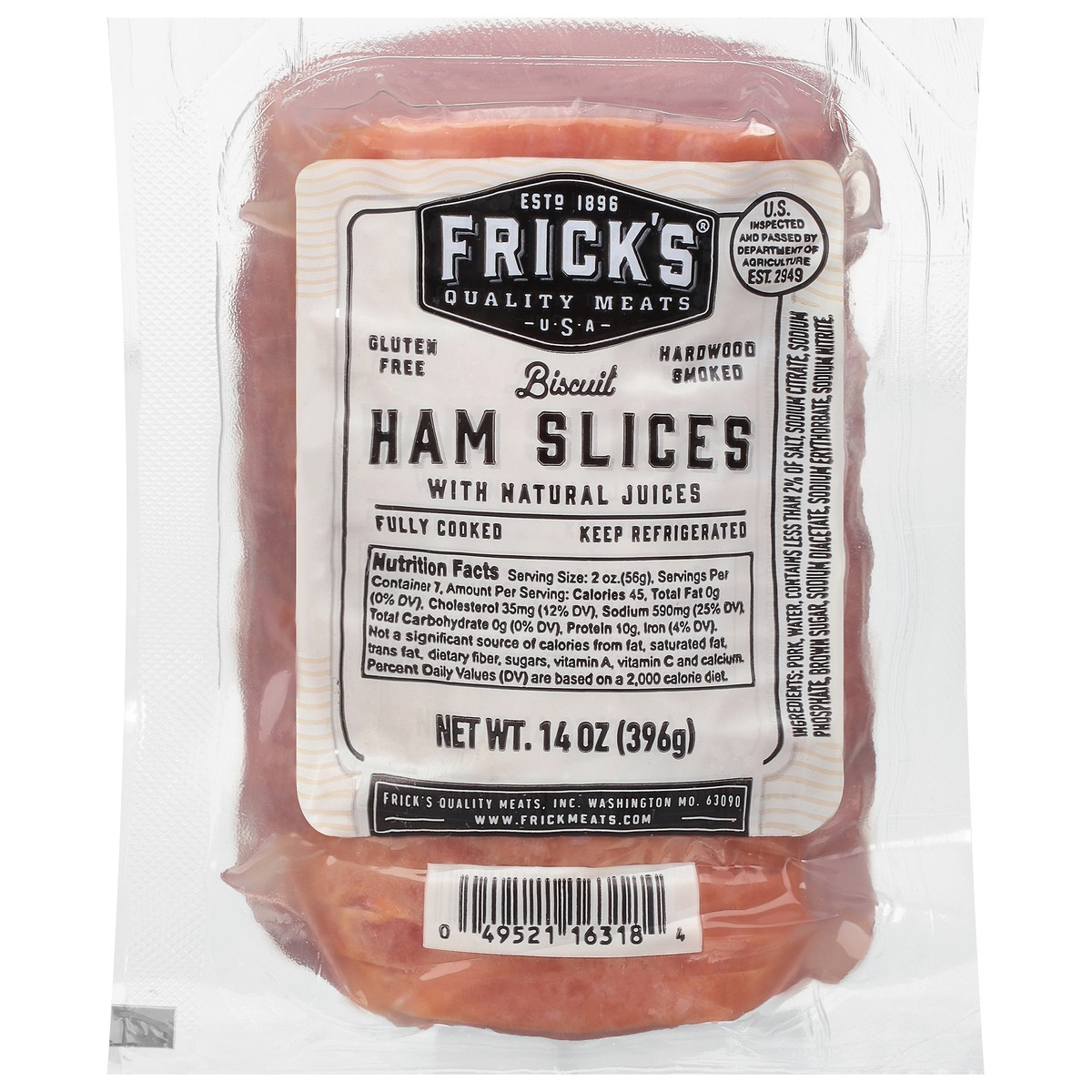 slide 1 of 9, Frick's Hardwood Smoked Biscuit Ham Slices 14 oz, 14 oz