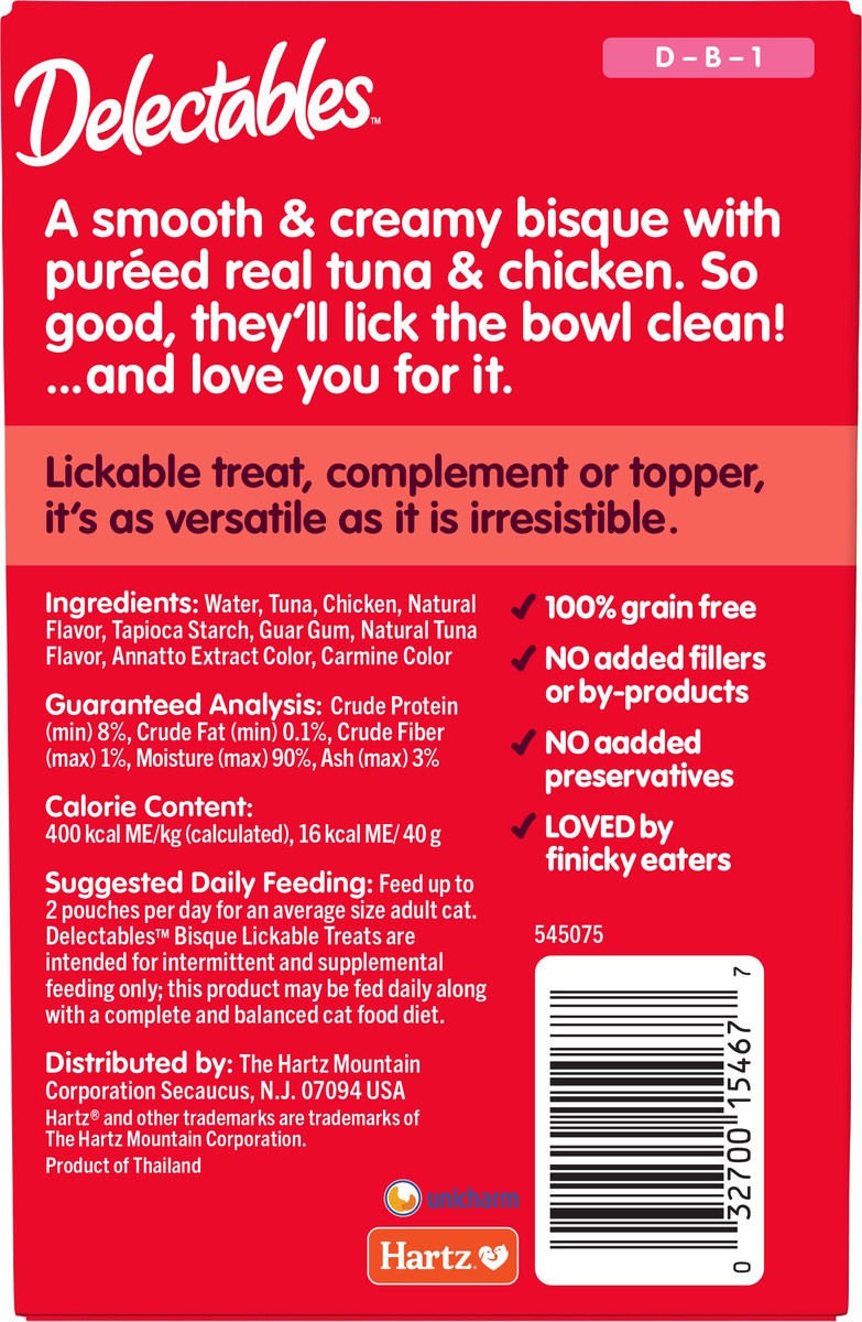 slide 2 of 3, Delectables Hartz Delectables Bisque Tuna & Chicken Lickable Cat Treats Variety Pack, 5ct, 5 ct