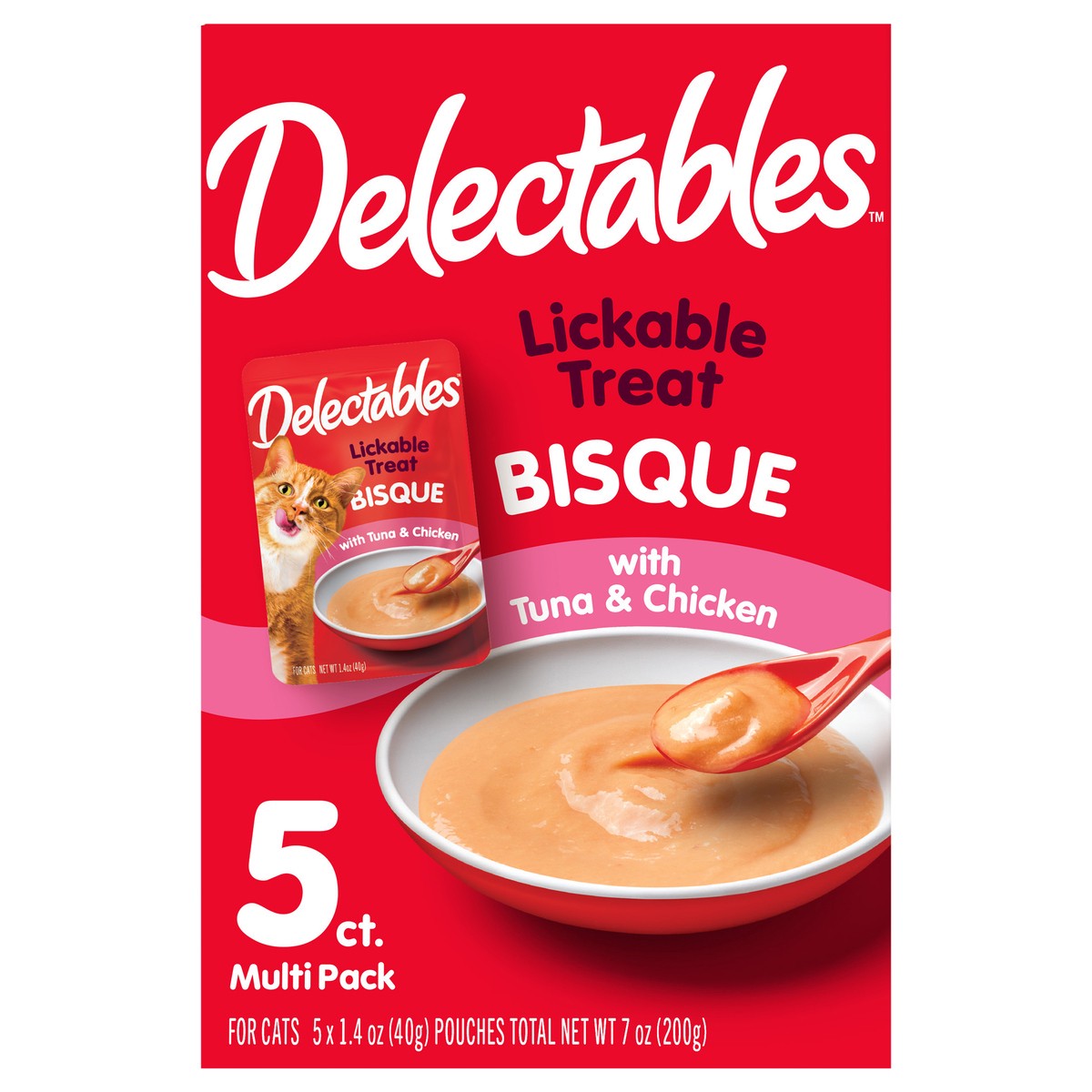 slide 1 of 3, Delectables Hartz Delectables Bisque Tuna & Chicken Lickable Cat Treats Variety Pack, 5ct, 5 ct