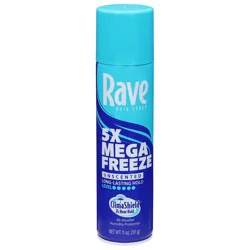 Rave 5X Mega Freeze Unscented Hair Spray 11 oz