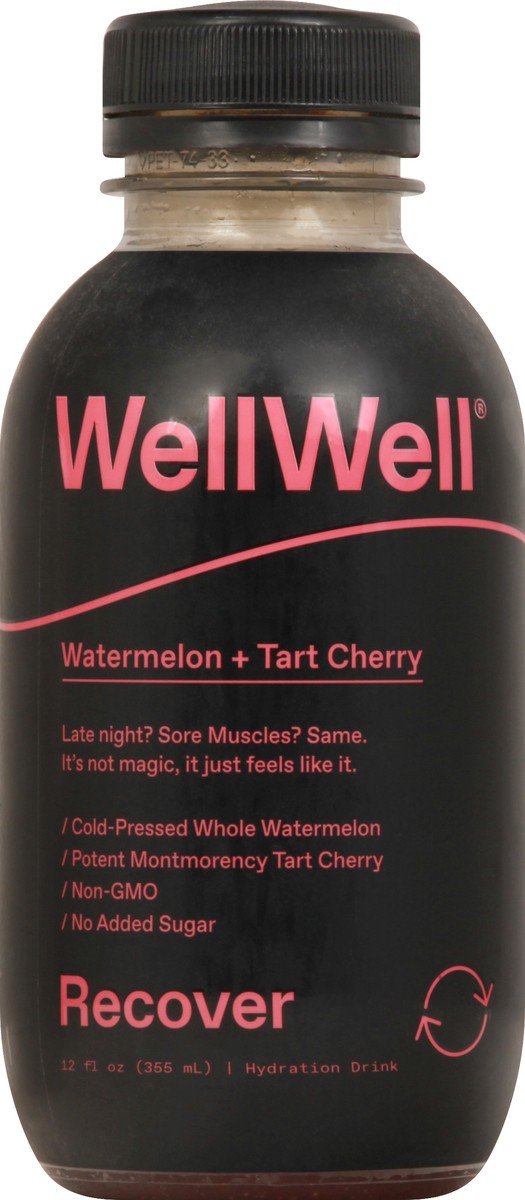 slide 4 of 7, WellWell Recover Hydration Drink, Watermelon + Tart Cherry, 12 oz