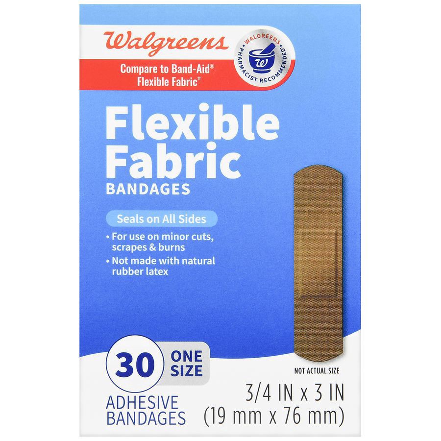 slide 2 of 5, Walgreens Flexible Fabric Bandages, Medium, 30 ct
