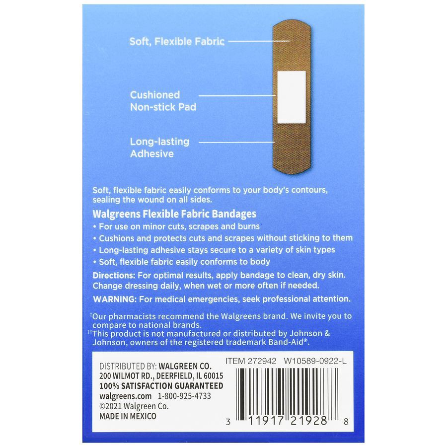 slide 5 of 5, Walgreens Flexible Fabric Bandages, Medium, 30 ct