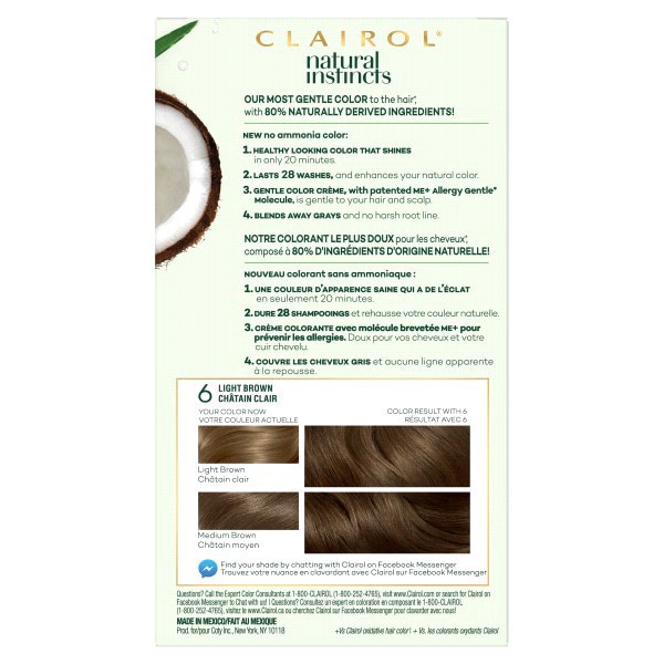 slide 3 of 5, Clairol Healthy Looking Natural Instincts Hair Color, 6 Light Brown, 1 ct