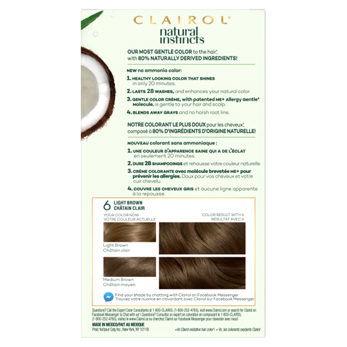 slide 4 of 5, Clairol Healthy Looking Natural Instincts Hair Color, 6 Light Brown, 1 ct