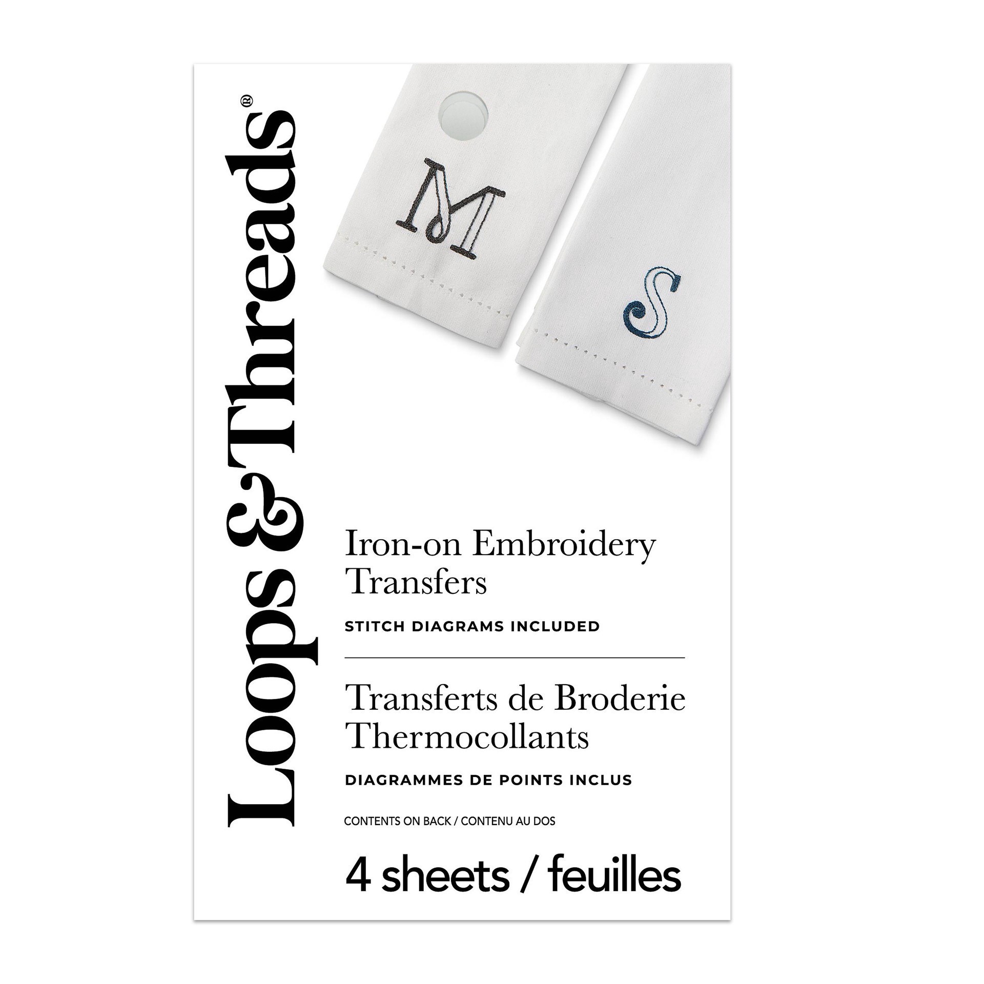 slide 2 of 3, Monogram Iron-On Embroidery Transfer Set By Loops & Threads, 5cm x 5cm