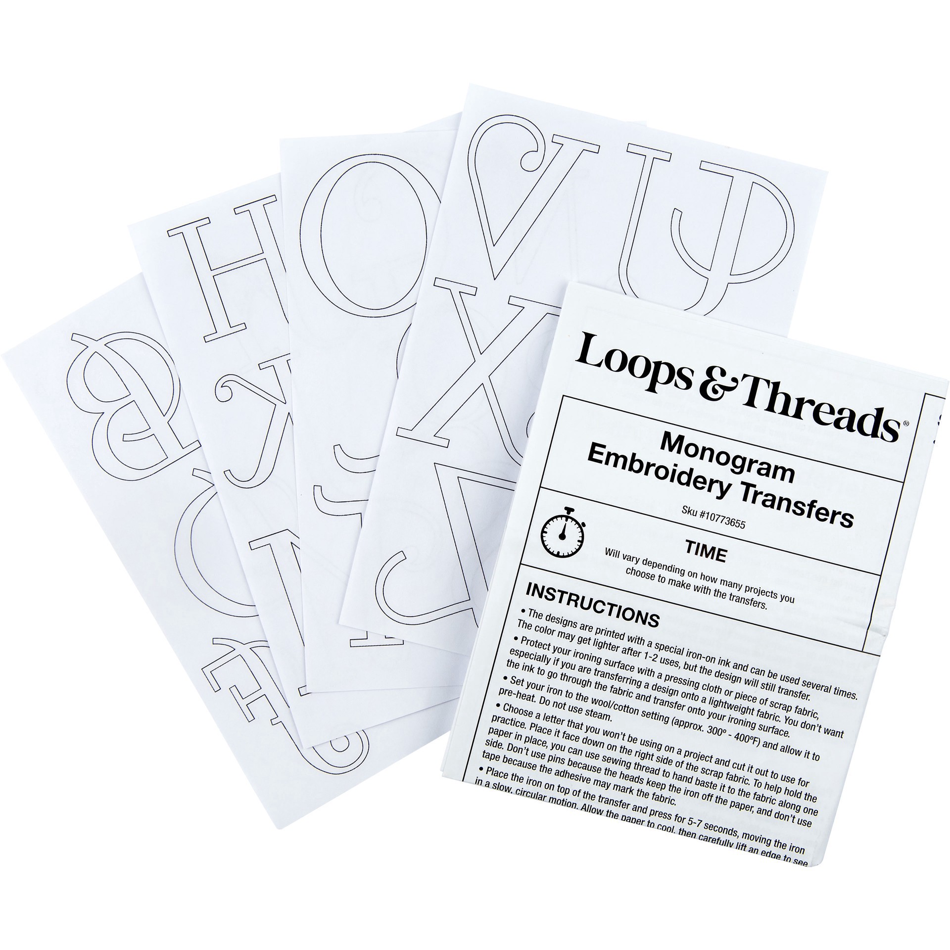 slide 3 of 3, Monogram Iron-On Embroidery Transfer Set By Loops & Threads, 5cm x 5cm