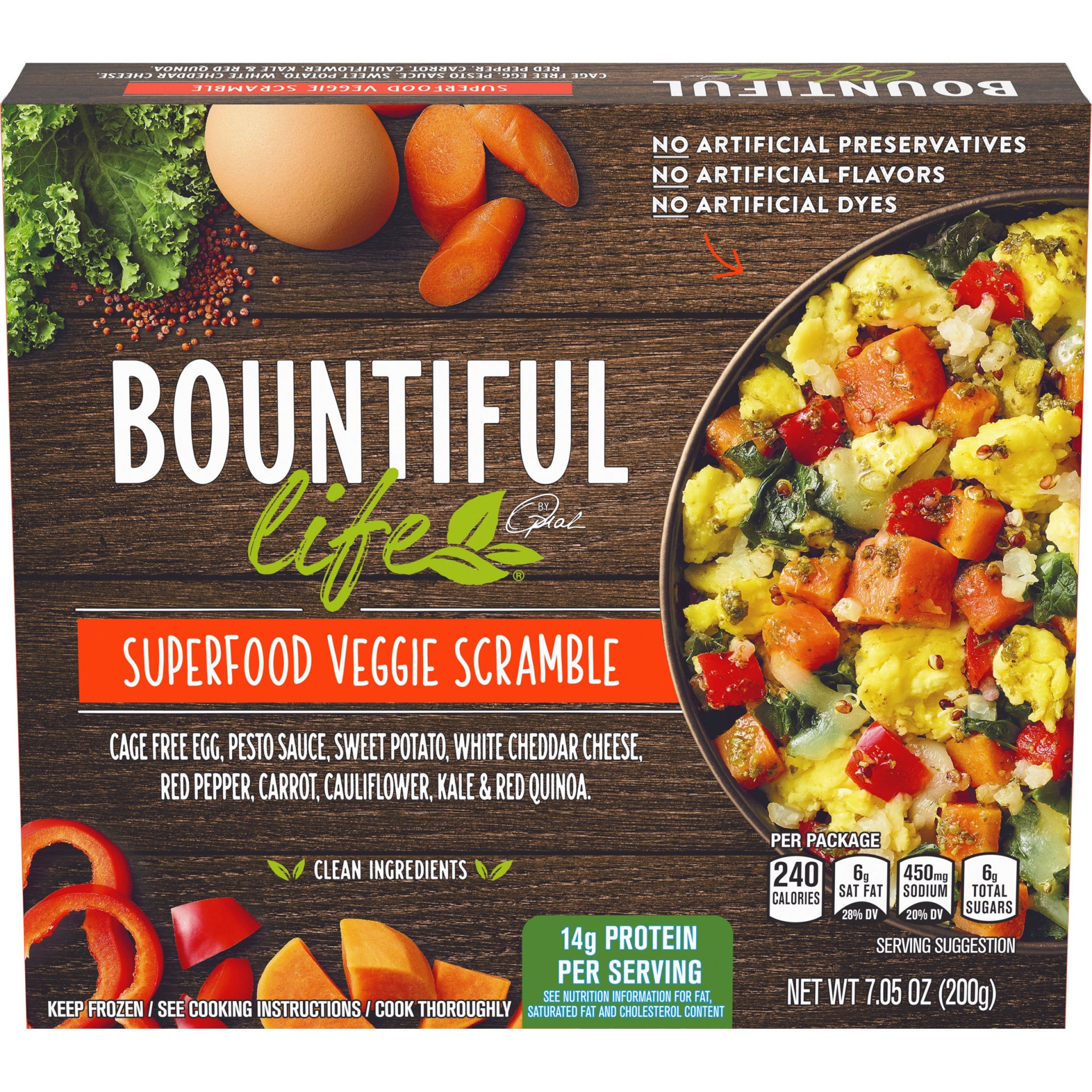 slide 1 of 6, Bountiful Life Superfood Veggie Scramble Breakfast Bowl, 7.05 oz box, 200 g