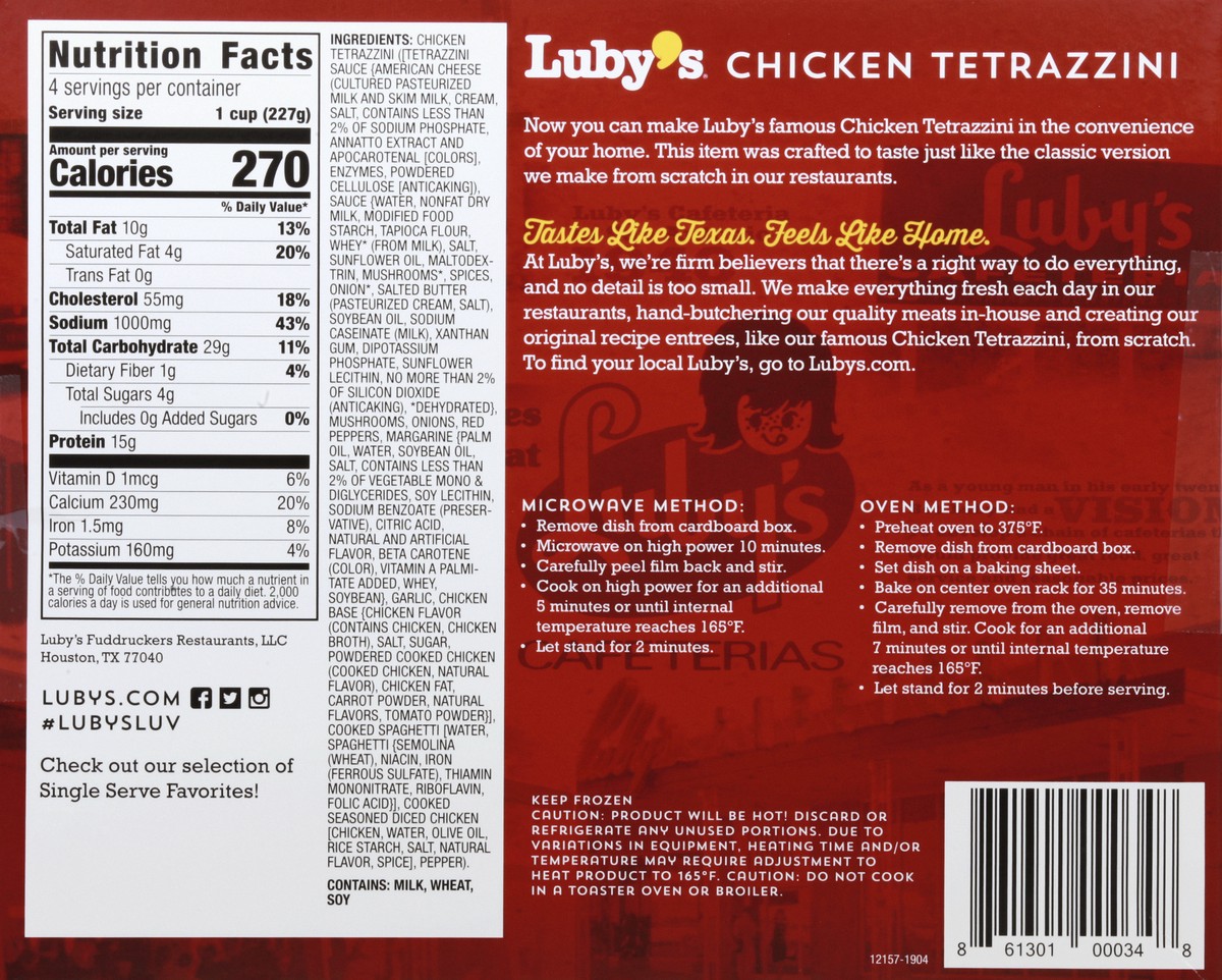 slide 4 of 13, Lubys Chicken Tetrazzini 32 oz, 32 oz