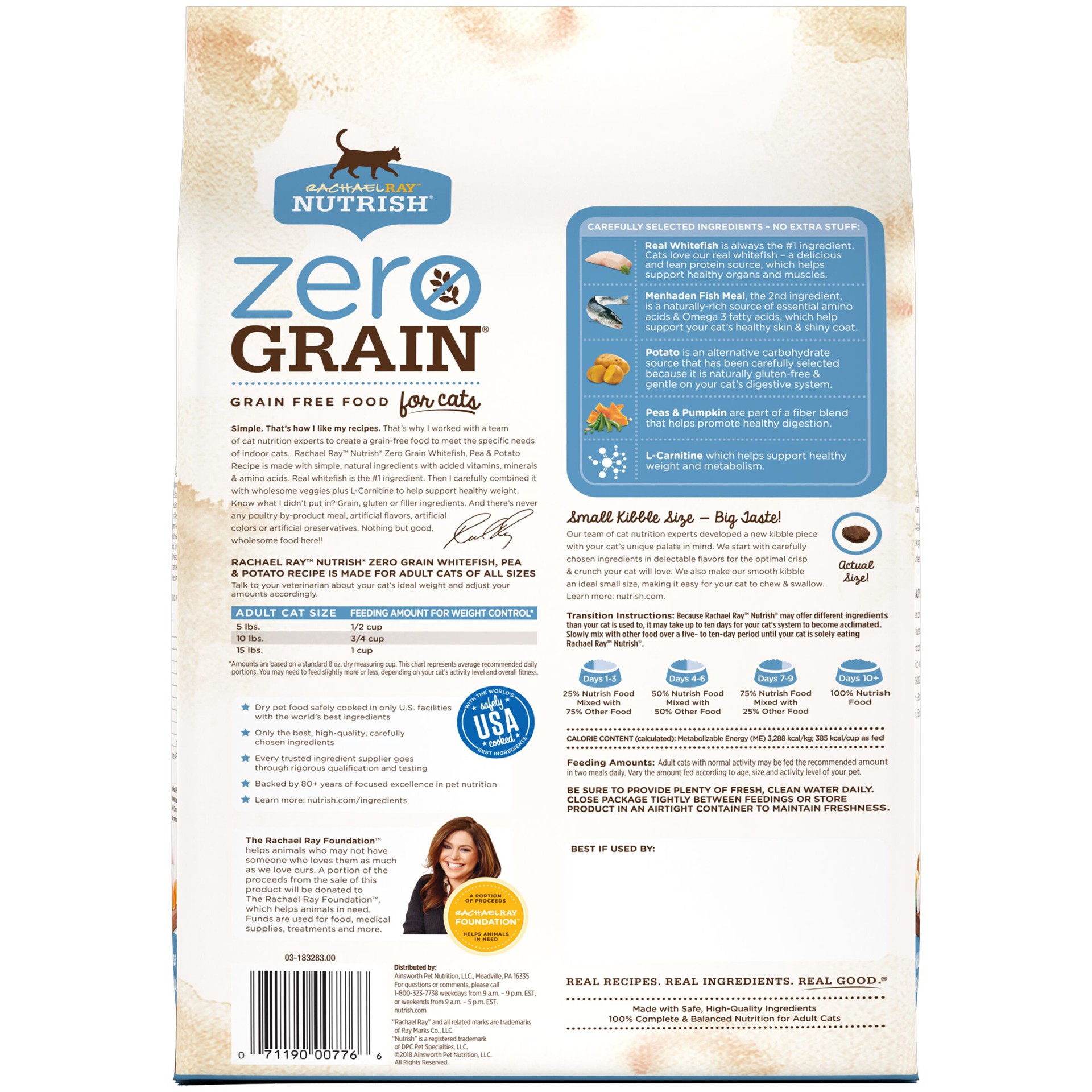 slide 2 of 6, Rachael Ray Nutrish Zero Grain Natural Dry Cat Food, Grain Free, Whitefish & Potato Recipe, 3 lbs, 3 lb