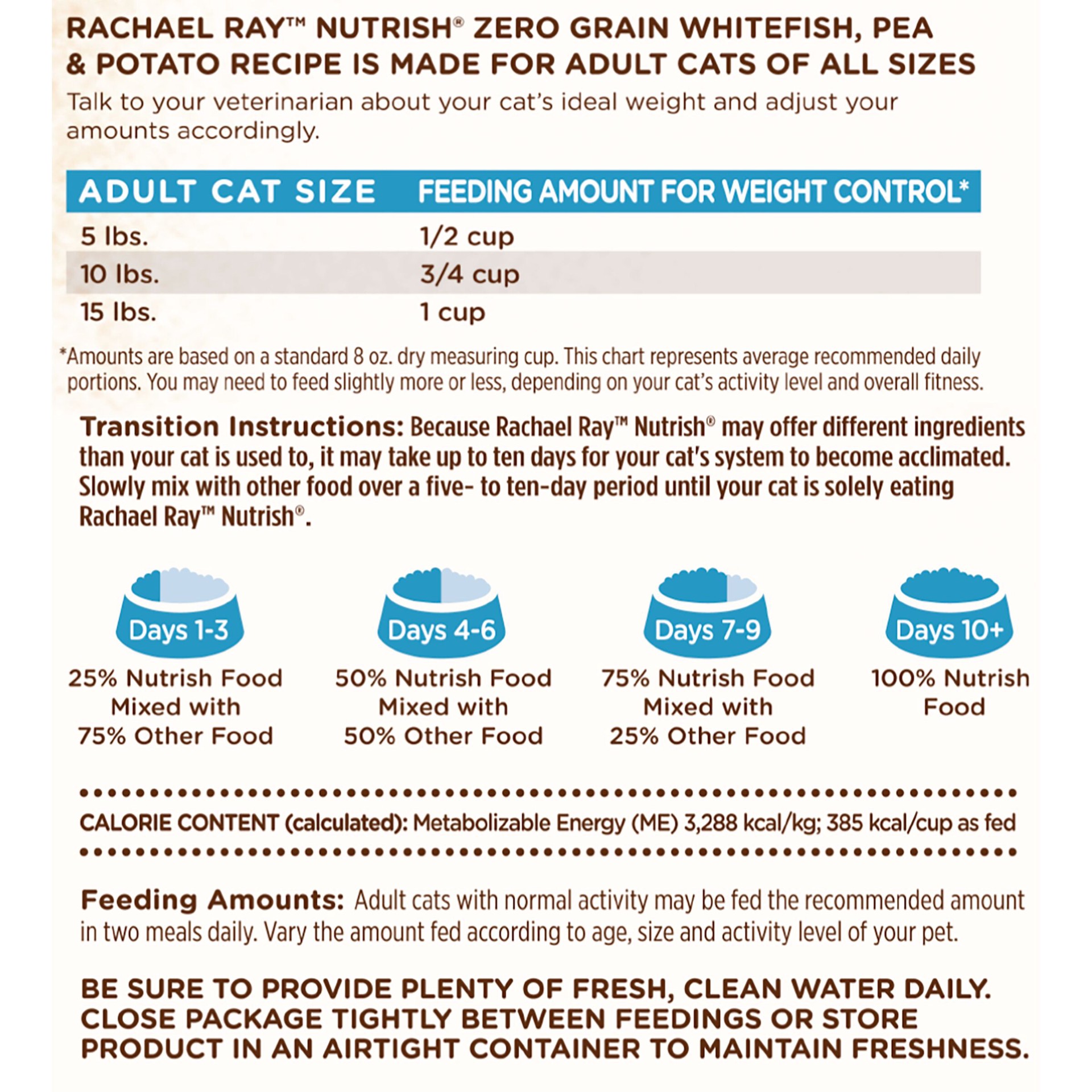 slide 5 of 6, Rachael Ray Nutrish Zero Grain Natural Dry Cat Food, Grain Free, Whitefish & Potato Recipe, 3 lbs, 3 lb