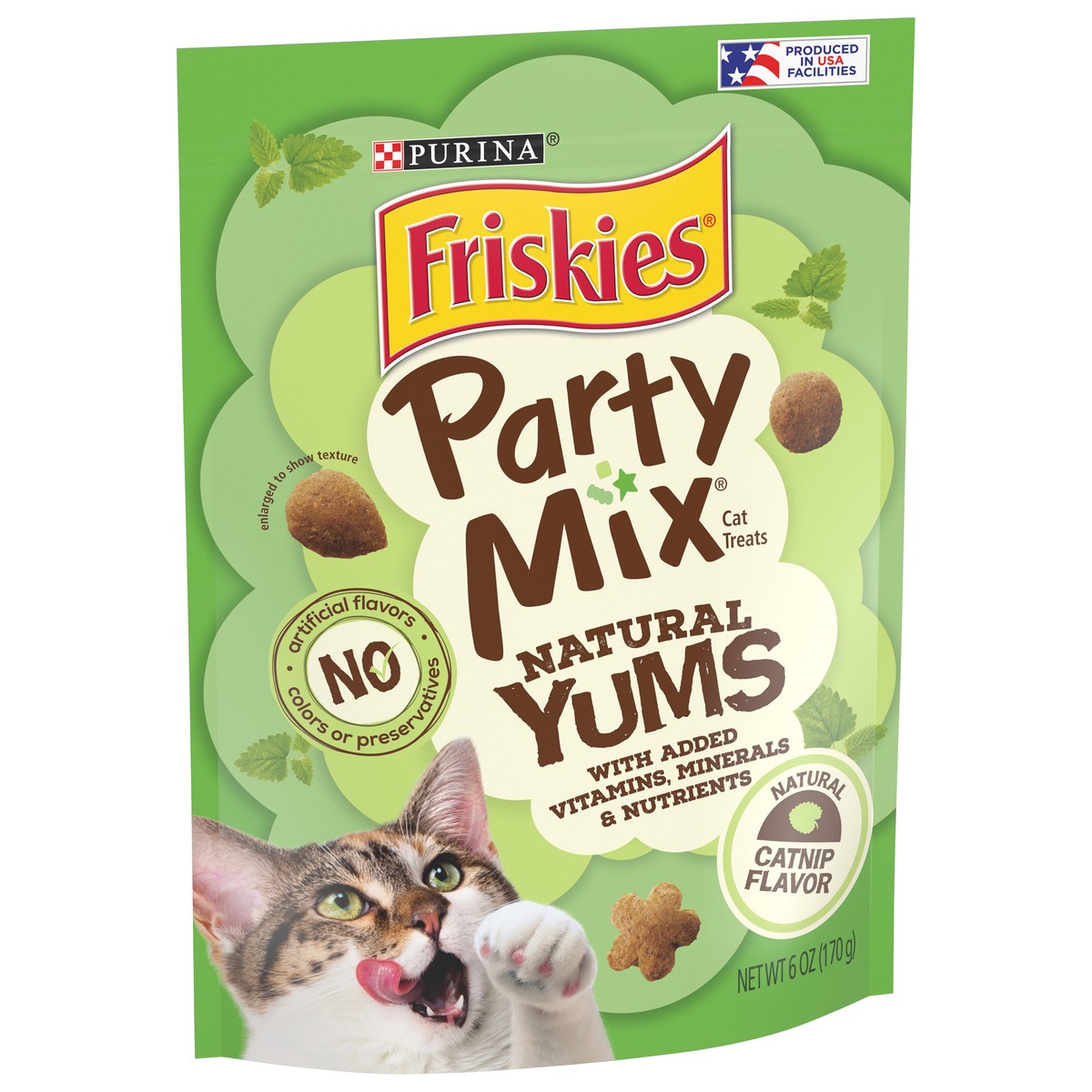 slide 9 of 9, Friskies Purina Friskies Made in USA Facilities, Natural Cat Treats, Party Mix Natural Yums Catnip Flavor, 6 oz