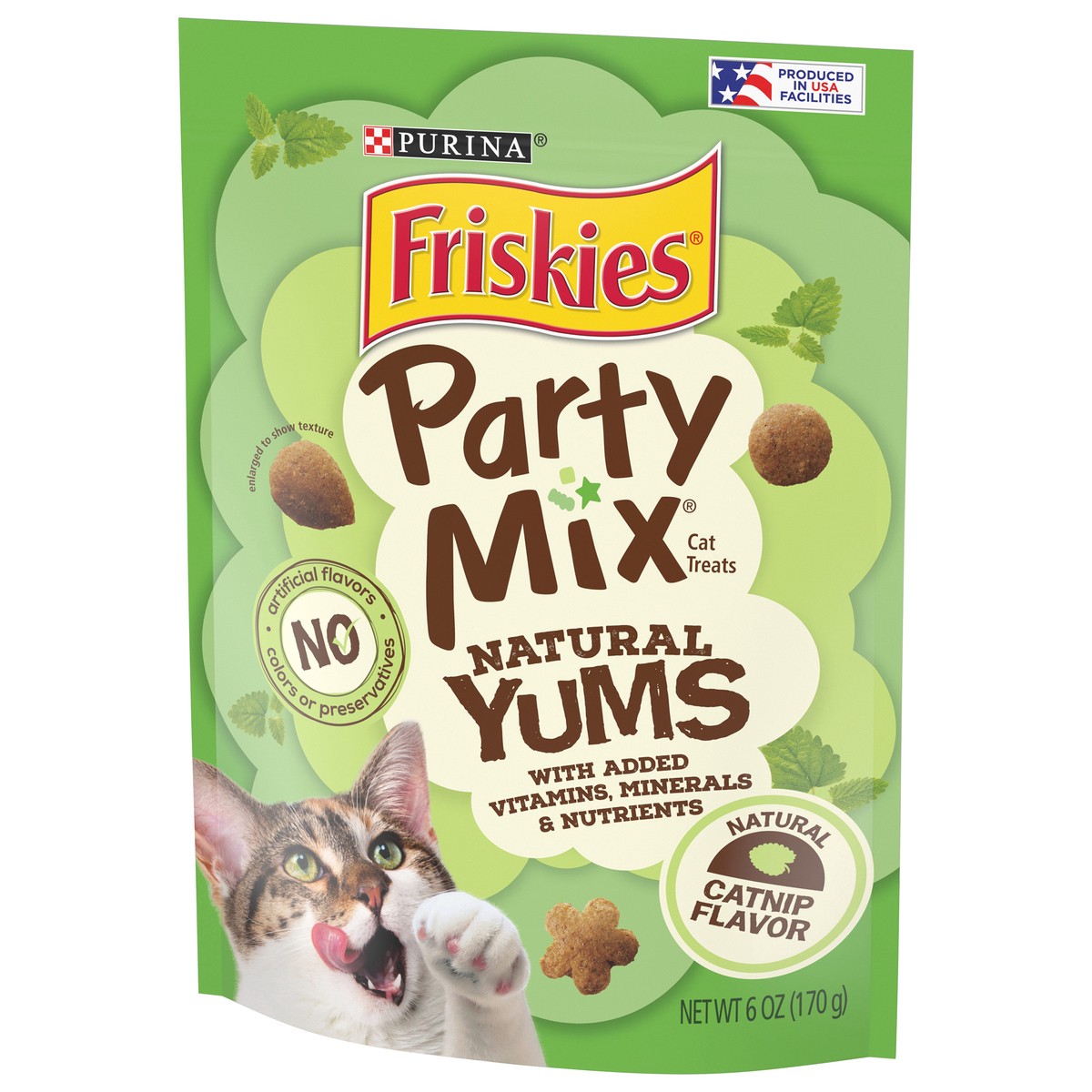 slide 4 of 9, Friskies Purina Friskies Made in USA Facilities, Natural Cat Treats, Party Mix Natural Yums Catnip Flavor, 6 oz