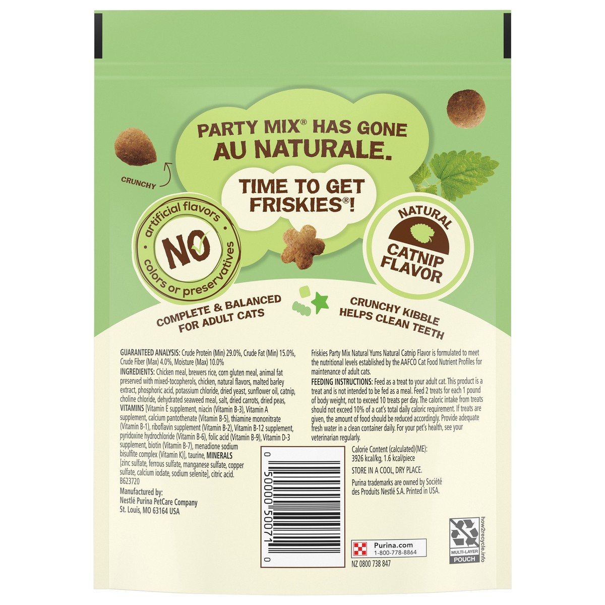 slide 7 of 9, Friskies Purina Friskies Made in USA Facilities, Natural Cat Treats, Party Mix Natural Yums Catnip Flavor, 6 oz