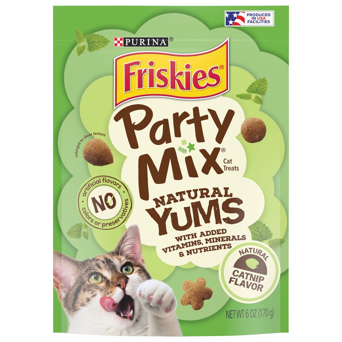 slide 3 of 9, Friskies Purina Friskies Made in USA Facilities, Natural Cat Treats, Party Mix Natural Yums Catnip Flavor, 6 oz