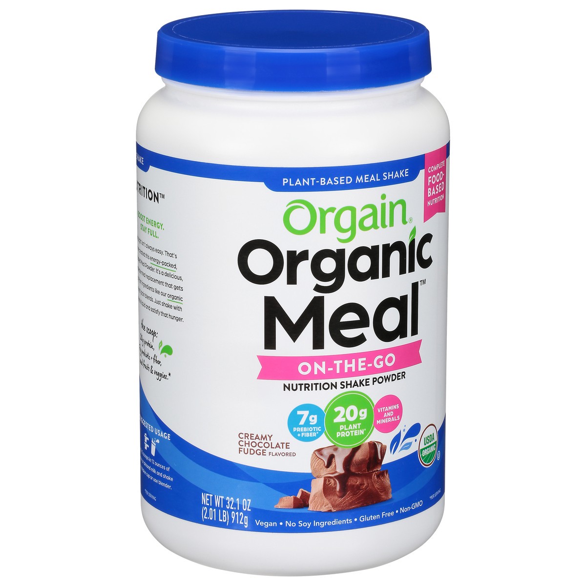 slide 2 of 9, Orgain Organic Meal On-The-Go Creamy Chocolate Fudge Flavored Nutrition Shake Powder 32.1 oz, 32.1 oz