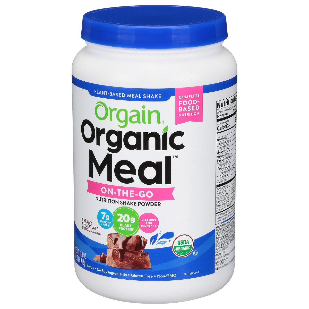 slide 3 of 9, Orgain Organic Meal On-The-Go Creamy Chocolate Fudge Flavored Nutrition Shake Powder 32.1 oz, 32.1 oz