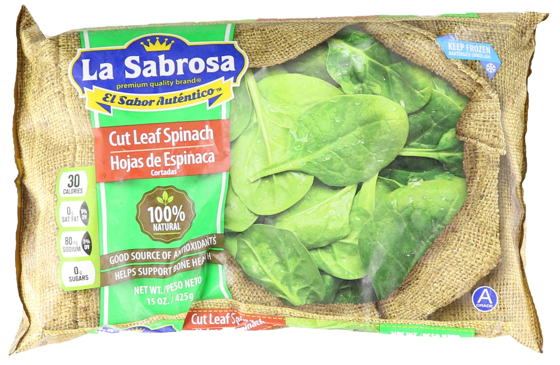 slide 1 of 1, La Sabrosa Cut Leaf Spinach, 15 oz