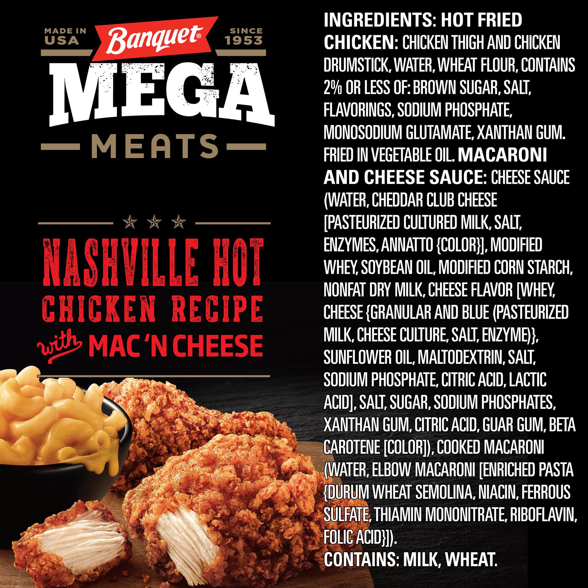 slide 6 of 7, Banquet Mega Meats Nashville Hot Chicken Recipe with Mac 'N Cheese 14.6 oz, 14.6 oz