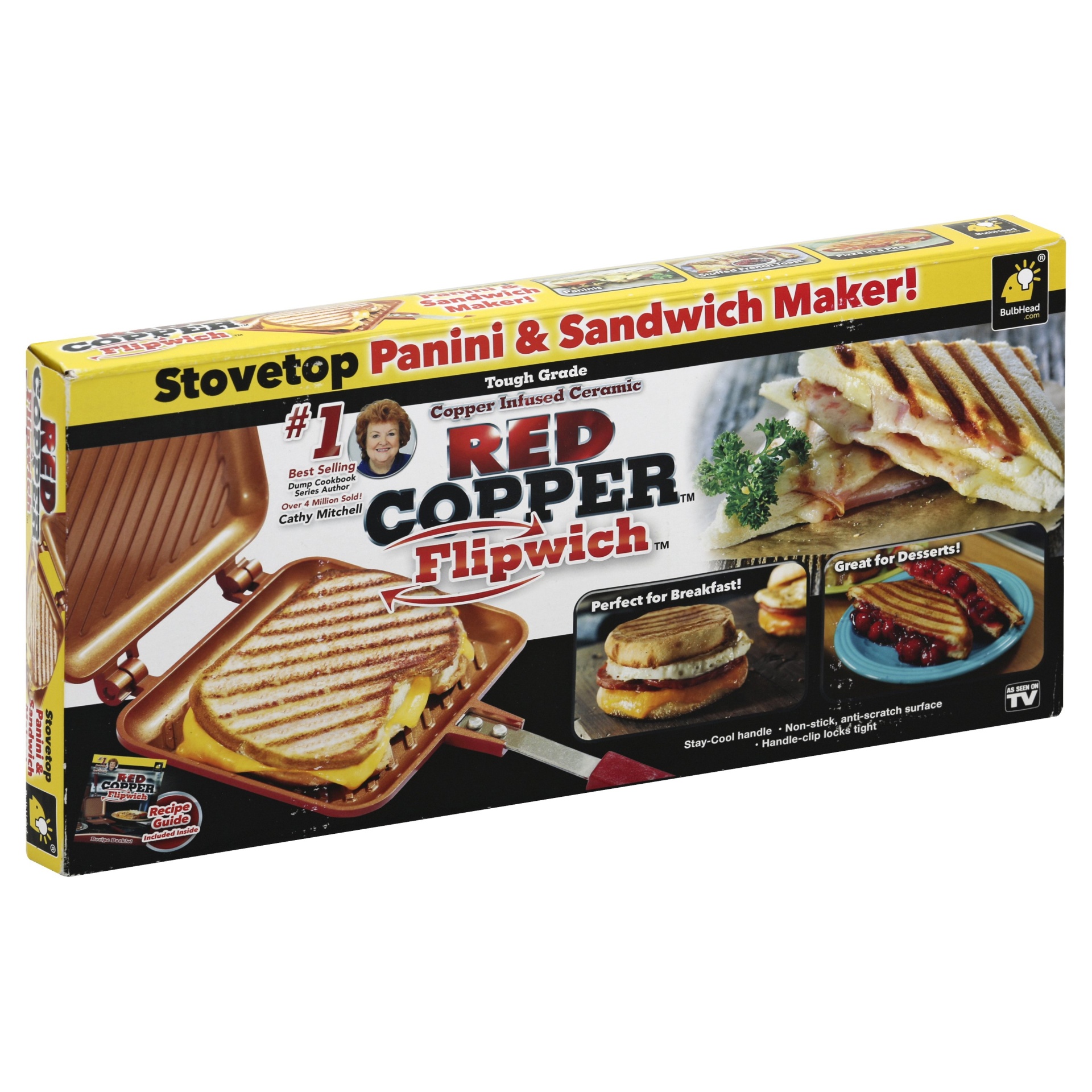 slide 1 of 1, Red Copper Flipwich Stovetop Panini And Sandwich Maker - Copper, 1 ct