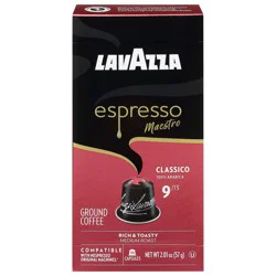 Lavazza Ground Medium Roast Classico Espresso Maestro Coffee - 10 Capsules