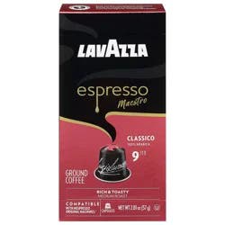 Lavazza Ground Medium Roast Classico Espresso Maestro Coffee - 10 Capsules