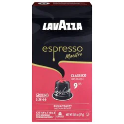 Lavazza Ground Medium Roast Classico Espresso Maestro Coffee - 10 Capsules